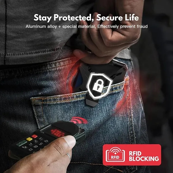RFID Blocking Metal Wallet with Badge Slot