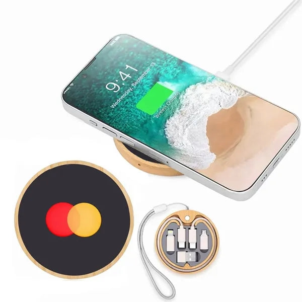 Light Up Round Wireless Charger and Cable Kit