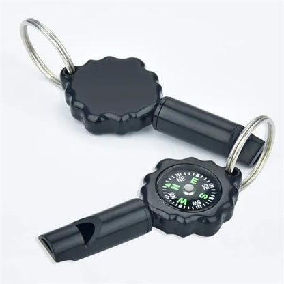 2 In 1 Survival Emergency Whistle Compass For Camping Hiking