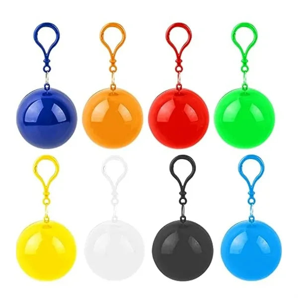 Disposable Rain Poncho in Ball Keychain
