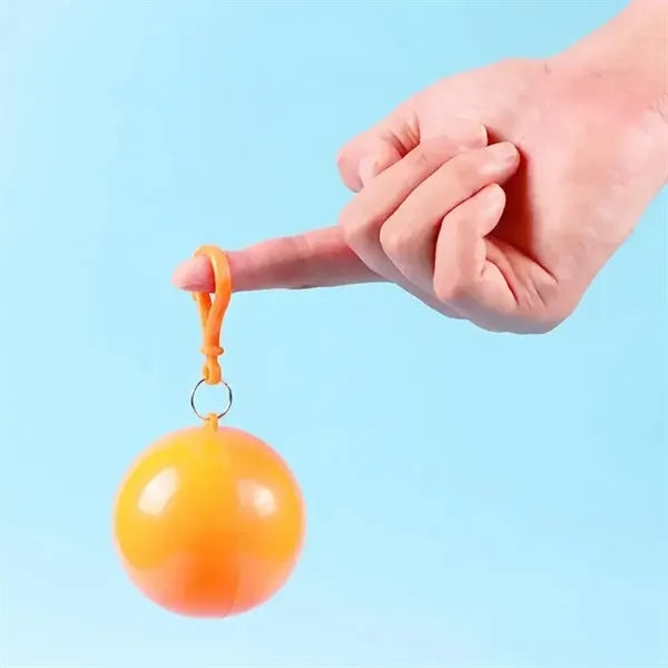 Disposable Rain Poncho in Ball Keychain