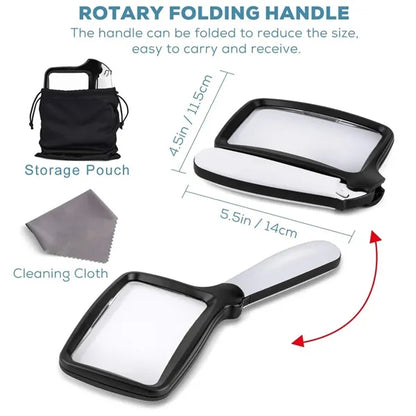 Folding Handheld Magnifying Glass with Light