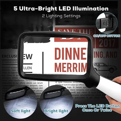 Folding Handheld Magnifying Glass with Light