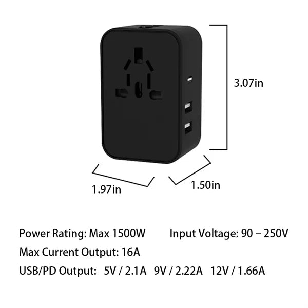 Worldwide International Universal Travel Plug Adapter