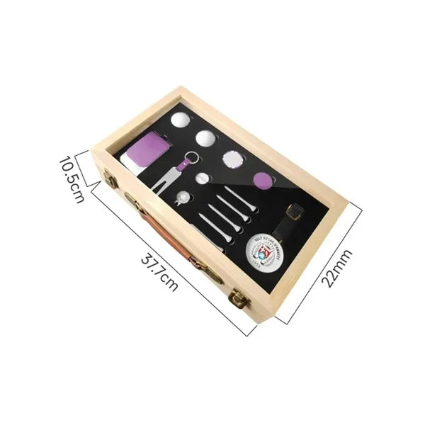 Premium Golf Accessory Gift Set in Wooden Case