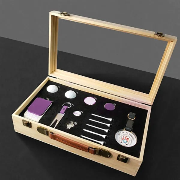 Premium Golf Accessory Gift Set in Wooden Case