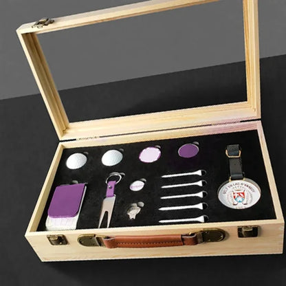 Premium Golf Accessory Gift Set in Wooden Case