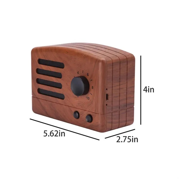 Retro Wood Grain Bluetooth Speaker with Volume Dial