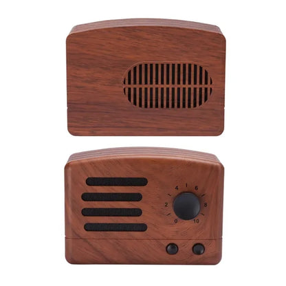 Retro Wood Grain Bluetooth Speaker with Volume Dial
