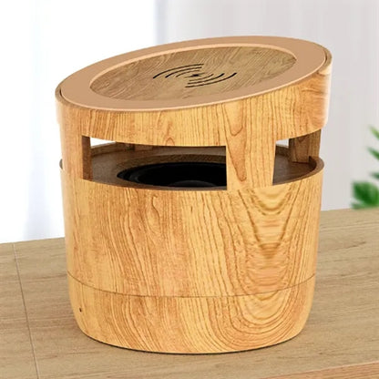 2 in 1 Wood Grain Wireless Charger with Bluetooth Speaker