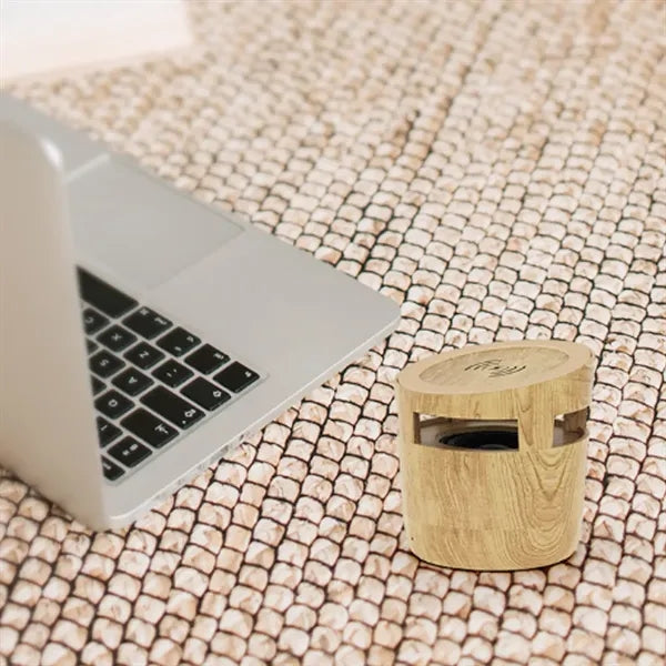 2 in 1 Wood Grain Wireless Charger with Bluetooth Speaker