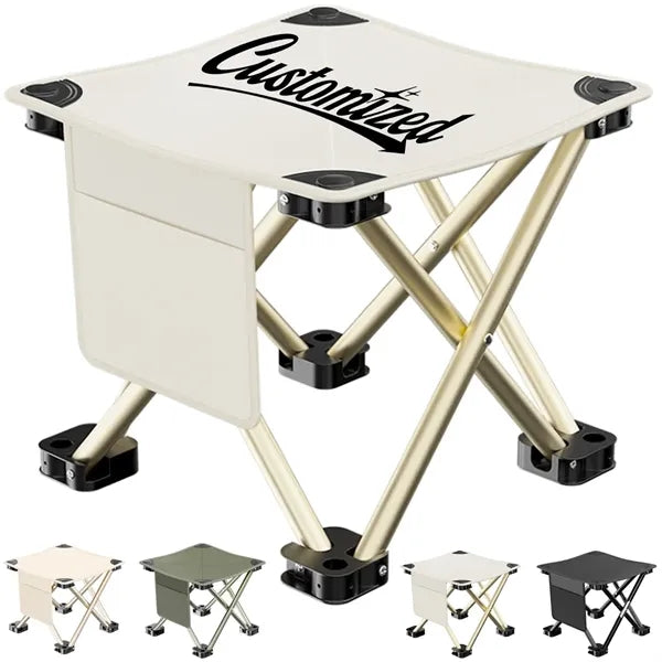 Foldable Outdoor Camping Chair with Storage Pouch & Side Poc