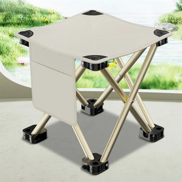 Foldable Outdoor Camping Chair with Storage Pouch & Side Poc