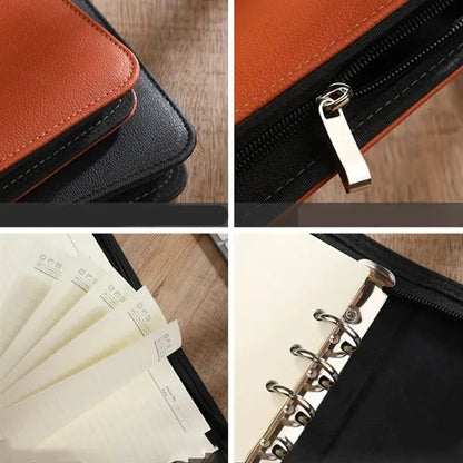 A5 Zippered PU Leather Business Notebook Organizer