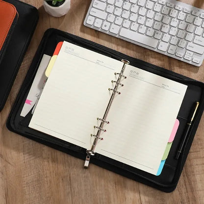 A5 Zippered PU Leather Business Notebook Organizer