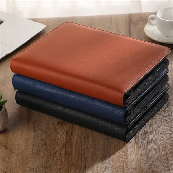 A5 Zippered PU Leather Business Notebook Organizer