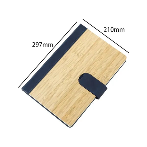 A5 Bamboo Cover Business Notebook with Magnetic Closure