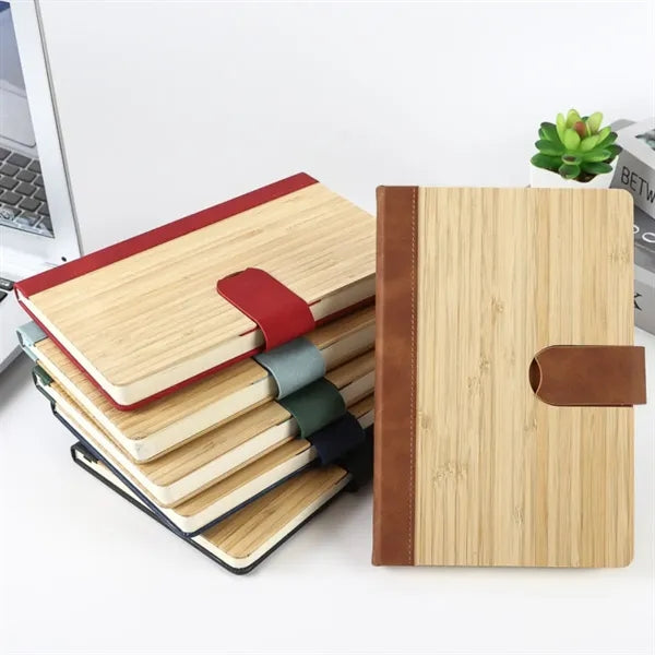 A5 Bamboo Cover Business Notebook with Magnetic Closure