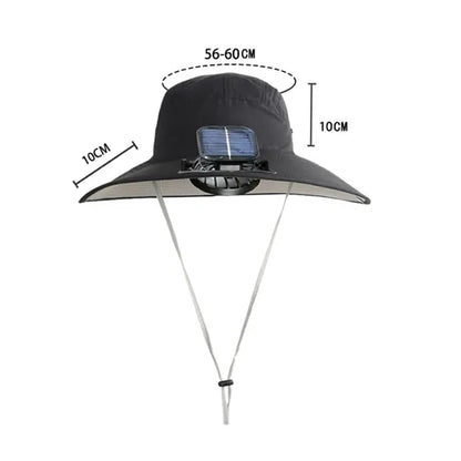Solar Powered Cooling Boonie Hat with Fan and Wide Brim