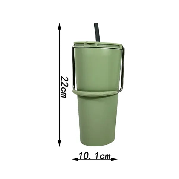 20Oz. Stainless Steel Handle Tumbler with Straw Lid