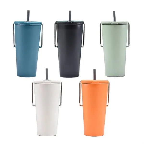 20Oz. Stainless Steel Handle Tumbler with Straw Lid