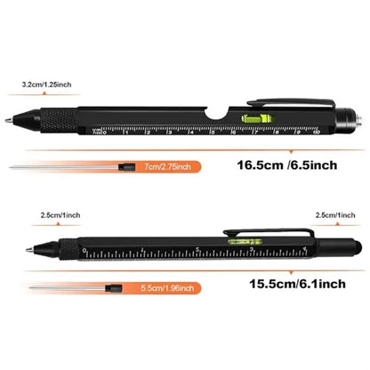 Multi Tool Pen w/ Stylus Ruler Light Screwdriver Opener Set