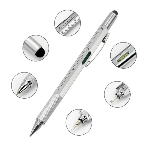 Multi Tool Pen w/ Stylus Ruler Light Screwdriver Opener Set