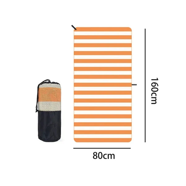 Striped Microfiber Beach Towel with Carry Bag