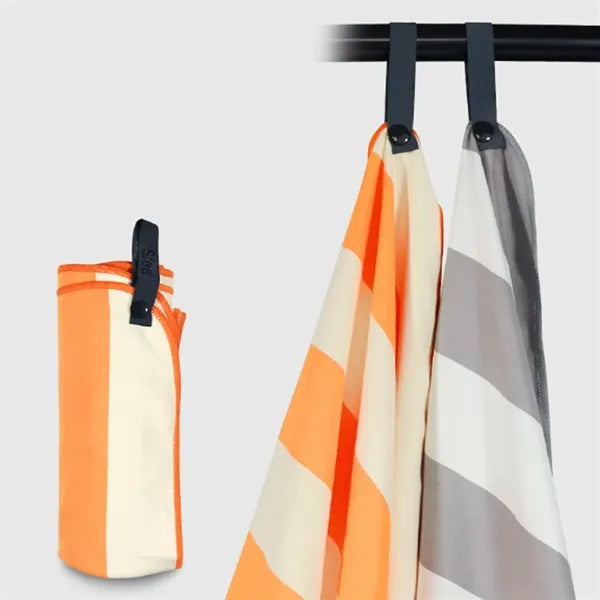 Striped Microfiber Beach Towel with Carry Bag