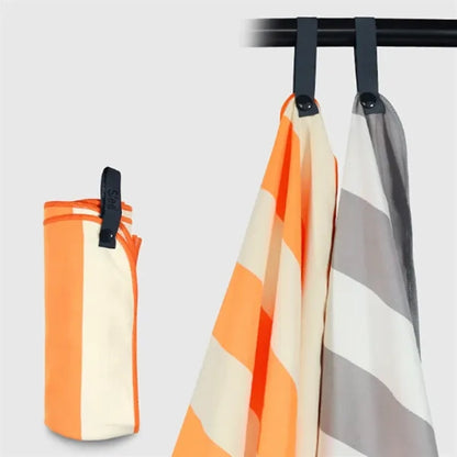 Striped Microfiber Beach Towel with Carry Bag