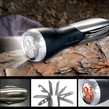 Multi-Function LED Flashlight & Red Light w/ Tool Set