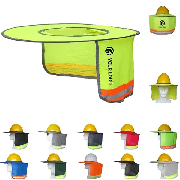 Reflective strip full brim neck sun shade hard hat sunshield
