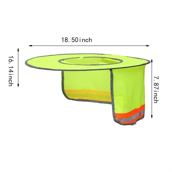 Reflective strip full brim neck sun shade hard hat sunshield