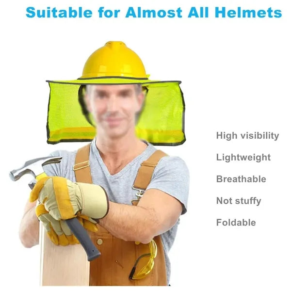 Reflective strip full brim neck sun shade hard hat sunshield