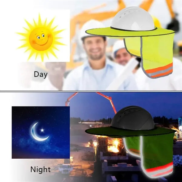 Reflective strip full brim neck sun shade hard hat sunshield