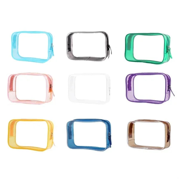 Clear PVC Travel Cosmetic Bag with Zipper and Custom Logo