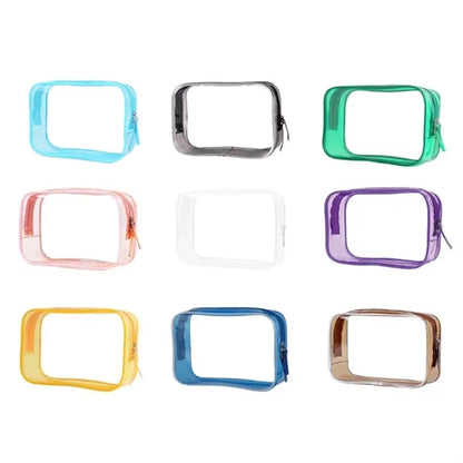 Clear PVC Travel Cosmetic Bag with Zipper and Custom Logo