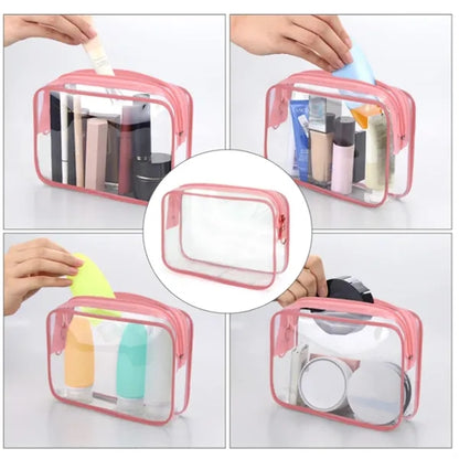 Clear PVC Travel Cosmetic Bag with Zipper and Custom Logo