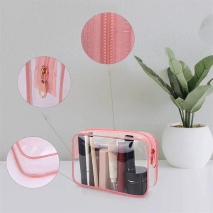 Clear PVC Travel Cosmetic Bag with Zipper and Custom Logo