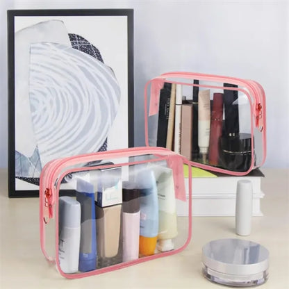 Clear PVC Travel Cosmetic Bag with Zipper and Custom Logo