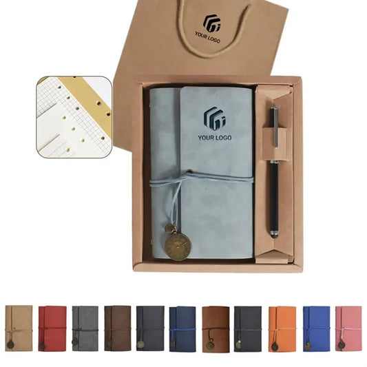 Vintage PU leather planner diary journal notebook gift set