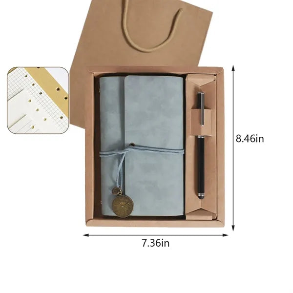 Vintage PU leather planner diary journal notebook gift set
