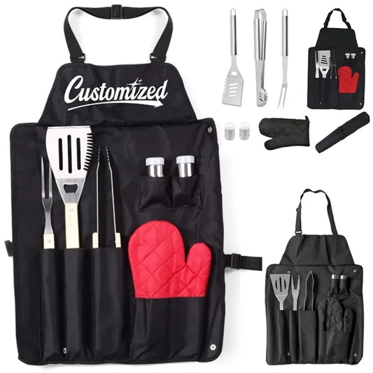 Custom 6-Piece BBQ Grill Tool Apron Kit