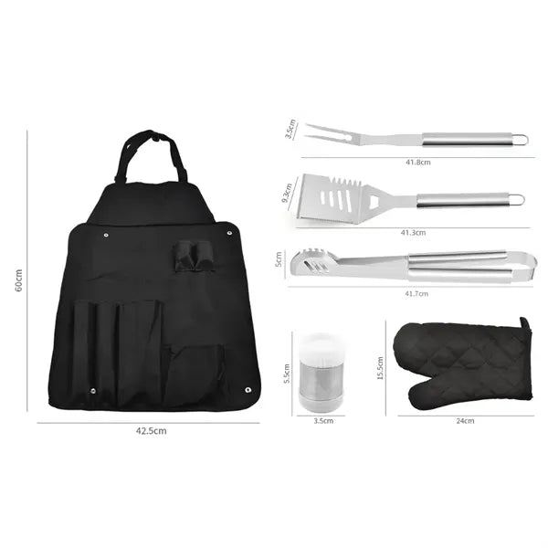 Custom 6-Piece BBQ Grill Tool Apron Kit
