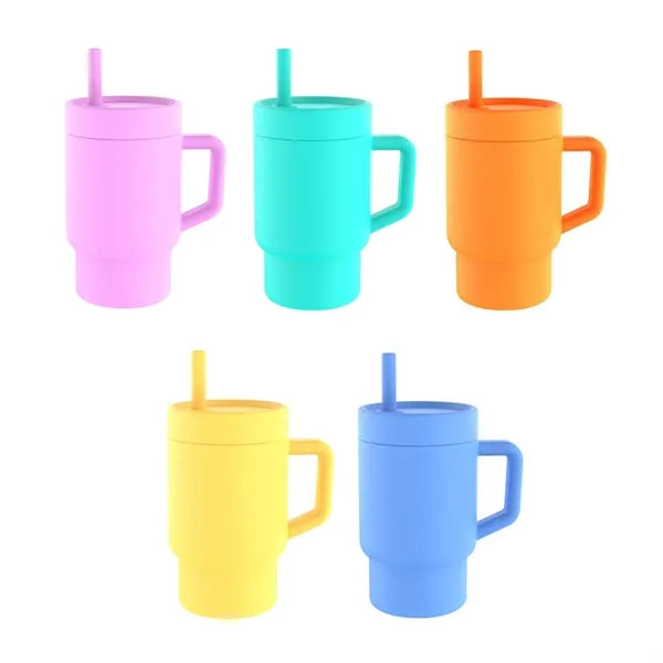 Silicone Tumbler with Handle and Straw Lid
