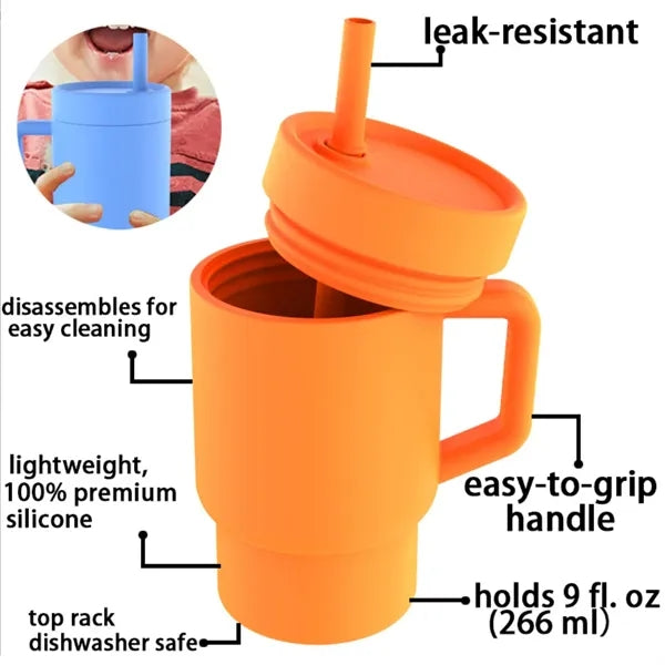 Silicone Tumbler with Handle and Straw Lid