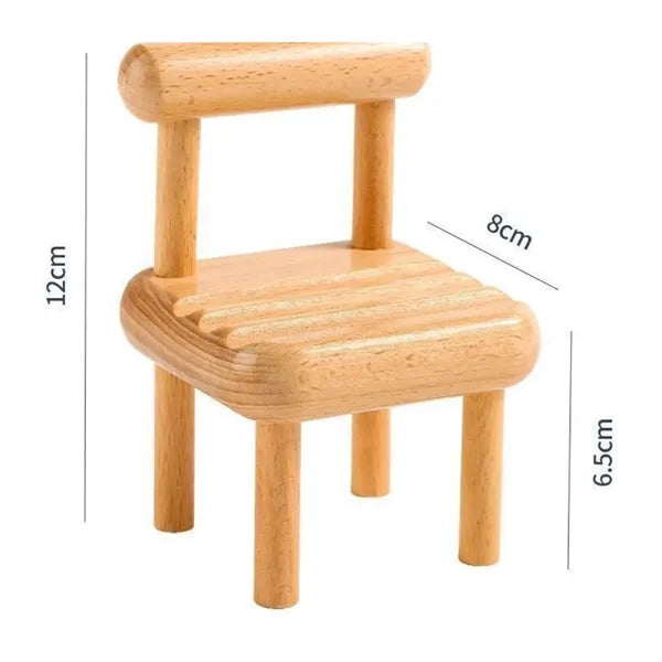 Mini Wooden Chair Phone Stand Desk Display Mobile Holeder