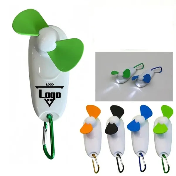Small Fan With Carabiner And LED Light