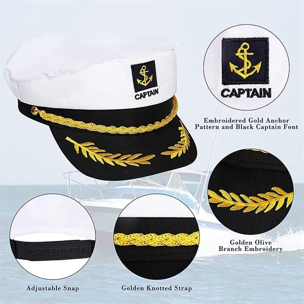 Adjustable sailor marine costume boat cap captain yacht hat