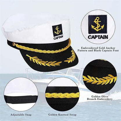 Adjustable sailor marine costume boat cap captain yacht hat